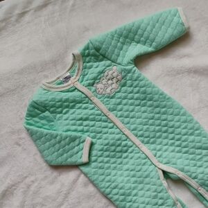 Mint Green Quilted Cold Weather Footed Sleeper | Size 3-6M